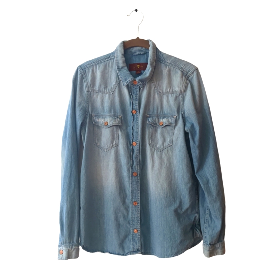 7 For All Mankind Light Blue Button Down Shirt